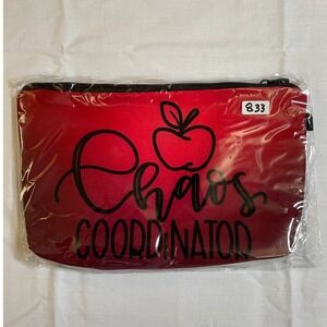 The Pouch Makeup Bag Red NWT Chaos Coordinator Graphic Travel Case